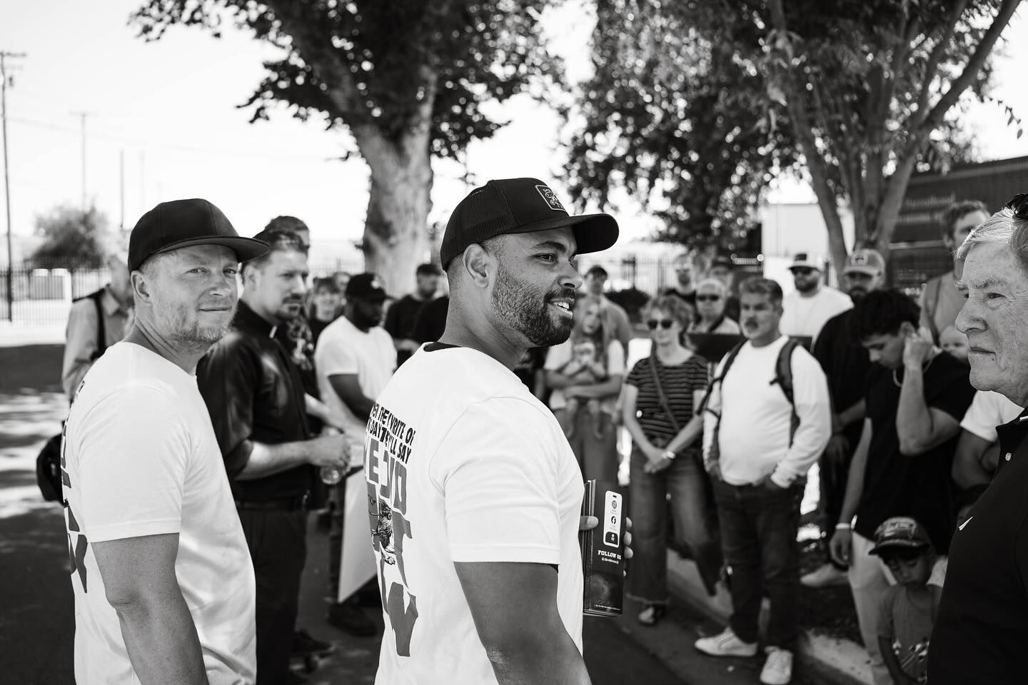 Kenneth Calvin Jr. speaking to a crowd of supporters outside Planned Parenthood.